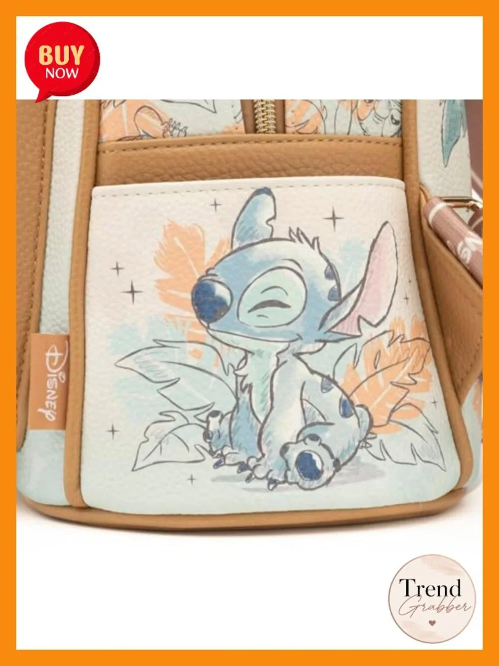 Stitch Angel Faux Leather Mini Backpack Fashion Daypack Adjustable Straps